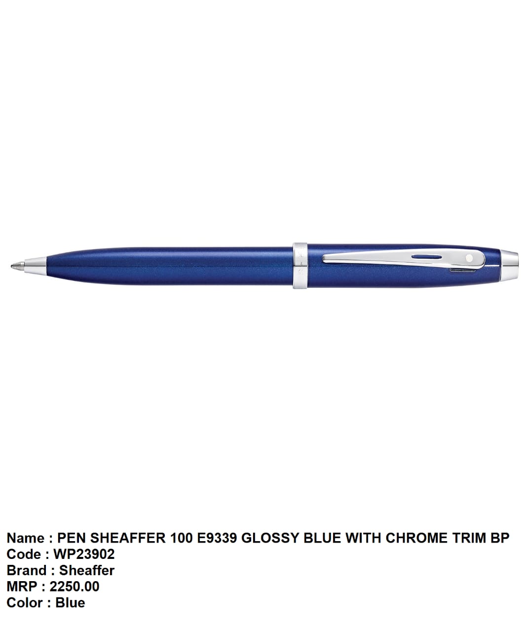 Pen sheaffer 100 E9338 glossy blue with chrome trim bp